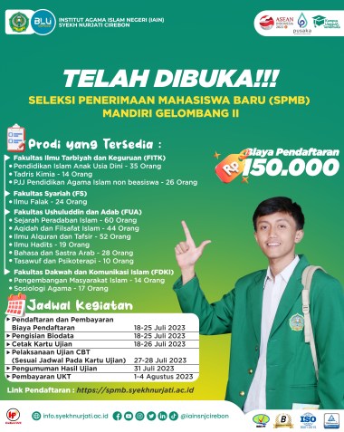 SELEKSI PENERIMAAN MAHASISWA BARU (SPMB) MANDIRI GELOMBANG II INSTITUT AGAMA ISLAM NEGERI (IAIN) SYEKH NURJATI CIREBON TAHUN AKADEMIK 2023/2024