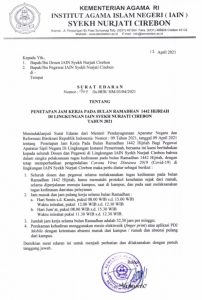SE Penetapan Jam Kerja pada Bulan Ramadhan