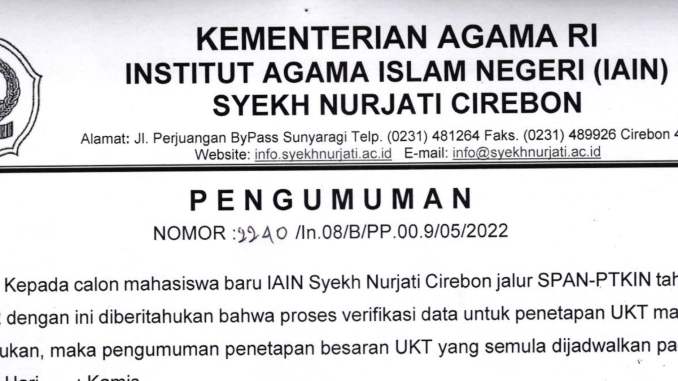 Perpanjangan Verifikasi Data Penetapan UKT