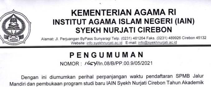Perpanjangan waktu pendaftaran SPMB Jalur Mandiri dan Pembukaan Program Studi Baru