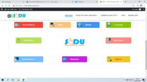 Muncul Jendela Layar Dengan Berbagai Macam Menu Akses Yaitu Pusat Informasi, SPMB, SIAKAD, E-Learning, KKN Online, Kampung Jurnal, Repository, BKD online dan Webmail.