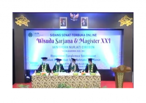 Pimpinan Sidang Senat Dalam Kegiatan Sidang Senat Terbuka Online Wisuda Sarjan & Magister XXI Institut Agama Islam Negeri ( IAIN ) Syekh Nurjati Cirebon.