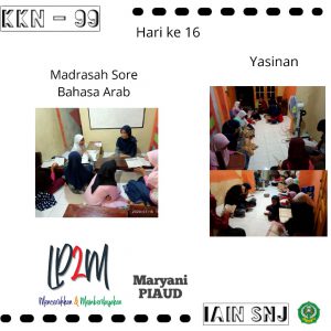 Hari ke 16 KKN-DR Kegiatan Madrasah Sore dan Yasinan Bersama Maryani Mahasiswa Jurusan Pendidikan Islam Anak Usia Dini Fakultas Ilmu Tarbiyah dan Keguruan IAIN Syekh Nurjati Cirebon