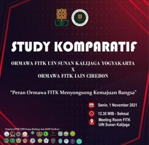 Spanduk Study Komparatif Ormawa FITK UIN Sunan Kalijaga Yogyakarta Dengan Ormawa FITK IAIN Syekh Nurjati Cirebon Dengan Tema “ Peran Ormawa FITK Menyongsong Kemajuan Bangsa”